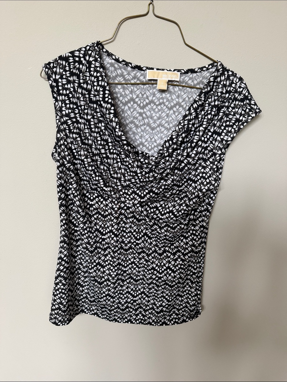 MICHAEL Michael Kors Black & White Printed Cowl Neck Camisole